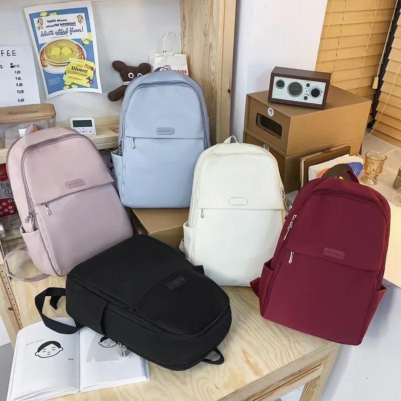 Lawaia Нейлоновый женский рюкзак для ноутбука, модный рюкзак через плечо, сумка на спине, однотонные рюкзаки в элегантном стиле для девочек, сумка для книг 2024 г. - 2