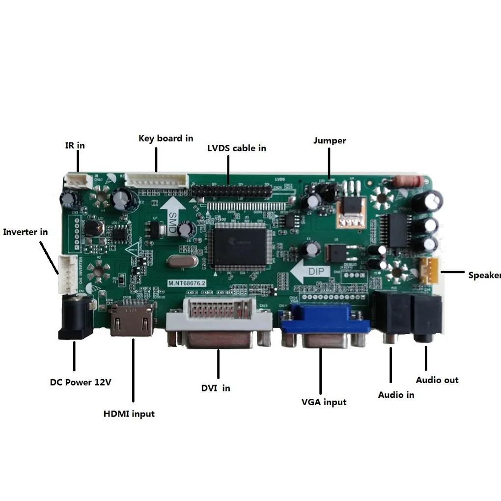 Комплект для NT156WHM-N50/N10 40pin LED LCD Плата контроллера HDMI-совместимый DVI M.NT68676 VGA Экран 1366X768 Панельный монитор 15,6