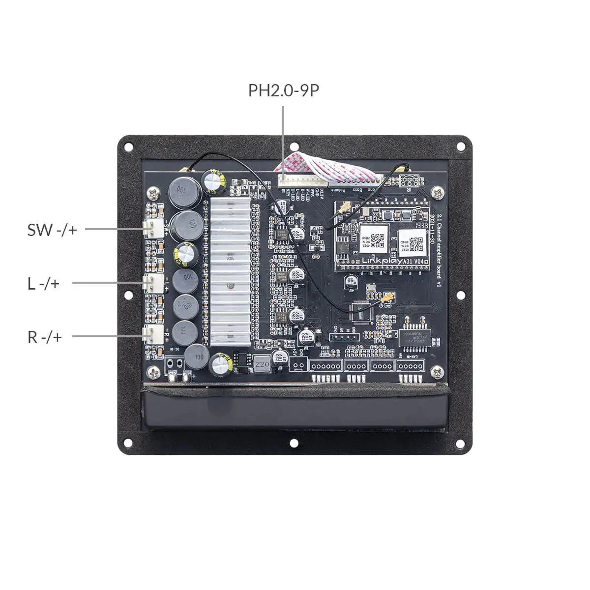 Плата Усилителя Up2Stream Plate Amp 2.1 WiFi и Bluetooth 5.0 Многокомнатного Аудио 50*2 Вт + 100 Вт С Эквалайзером Tadil Airplay - 2