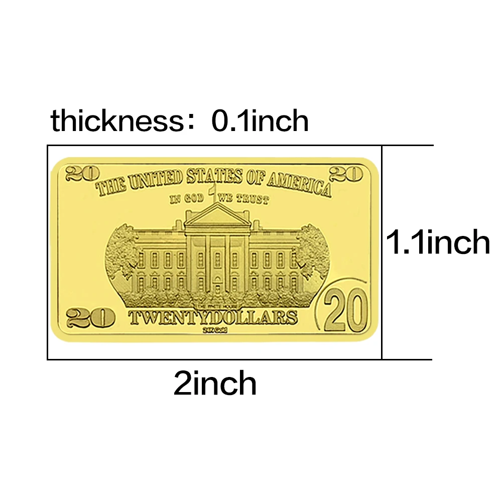 Золотой слиток США 20 долларов, Позолоченные Медали, Украшения, художественные Поделки, Монеты в долларах США, Подарки, Предметы коллекционирования - 2