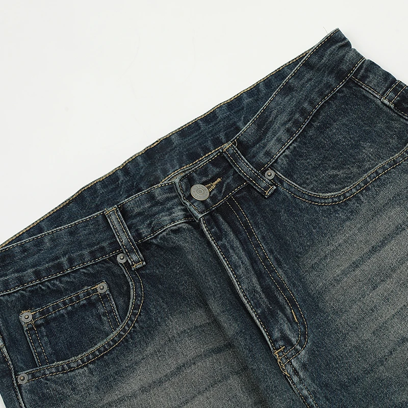 UPRAKF Расклешенные выцветшие синие джинсы, уличная одежда, базовые брюки, уличная осенняя повседневная джинсовая одежда с карманами, летняя мода - 2