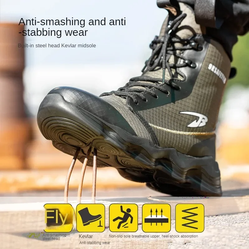 Высокие защитные ботинки, защищающие от ударов и проколов, ботинки для езды на мотоцикле, водонепроницаемые и противоскользящие - 2
