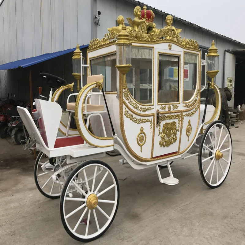 Продается Электромобиль Нового стиля С Прицепом для Свадебной кареты, запряженной лошадьми, Роскошные Королевские тележки для перевозки лошадей - 2