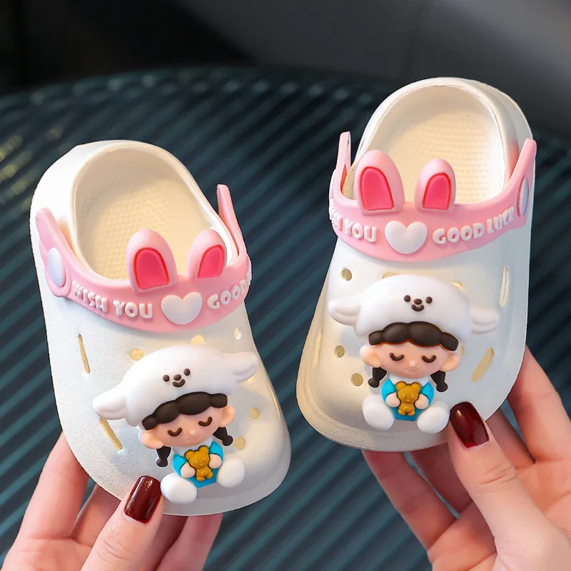 Детские тапочки для летних девочек, милые противоскользящие тапочки с мягкой подошвой для детей 1-3 лет, детские ботинки Baotou hole 2 для мальчиков - 2