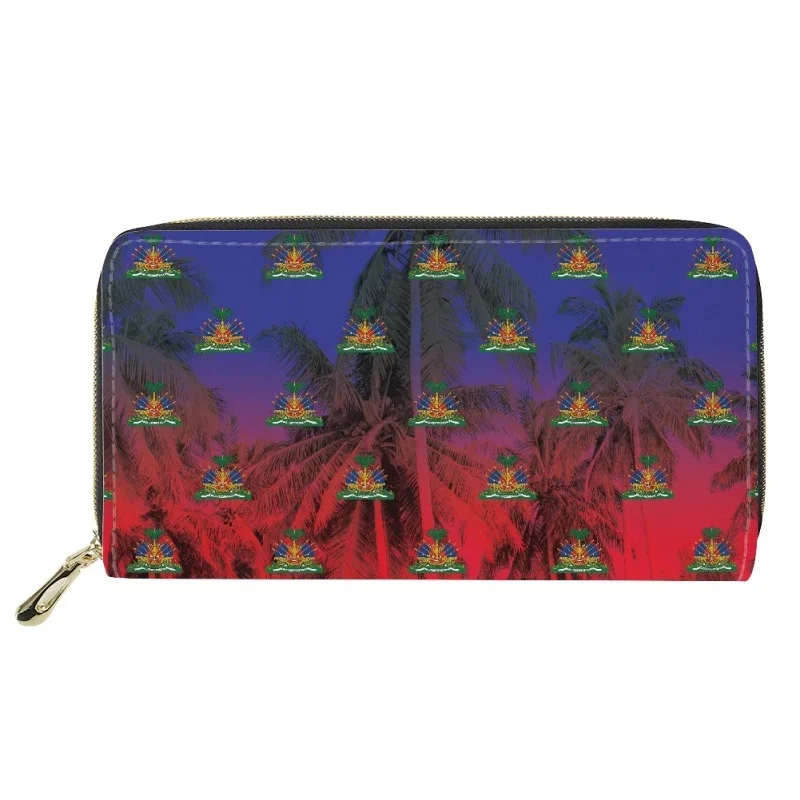Модные женские кошельки с принтом Полинезии 2023 года, кожаные женские держатели кредитных карт, клатч на молнии, сумка для рук, кошелек - 2