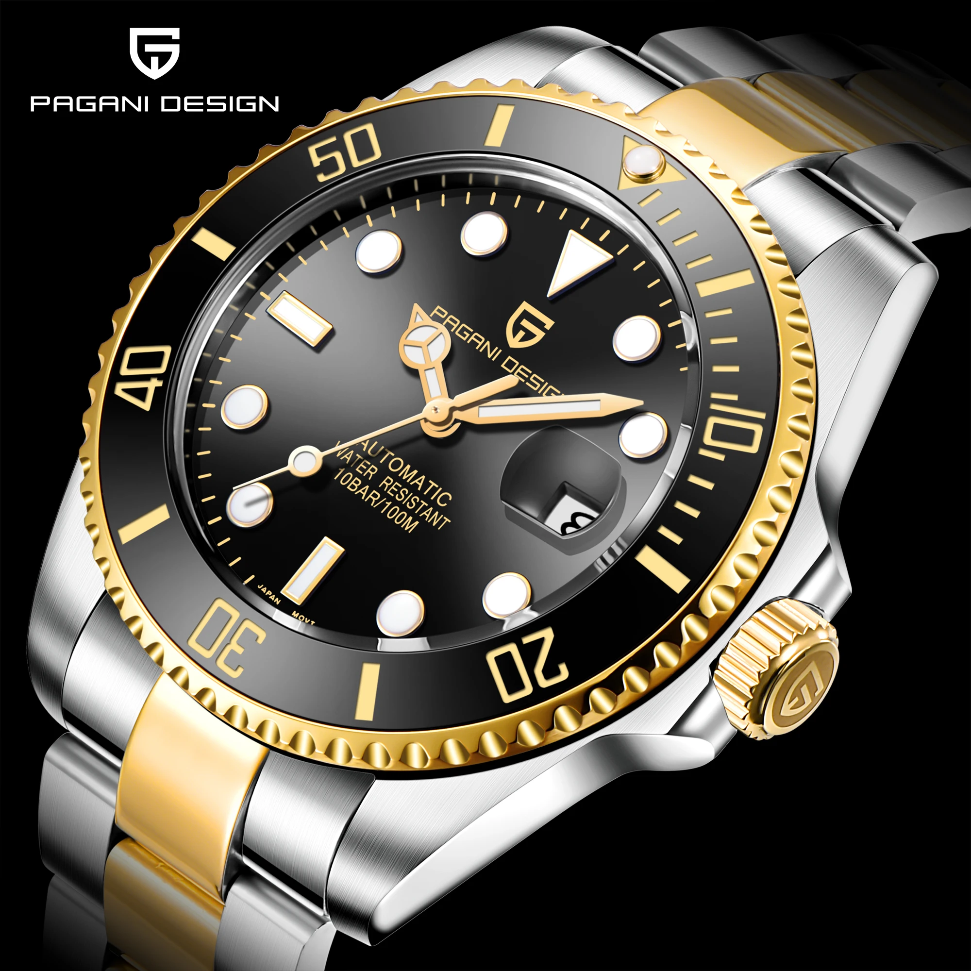 Мужские автоматические механические часы Now PAGANI DESIGN Gold от бренда Business с новым механизмом NH35, водонепроницаемые наручные часы reloj - 3
