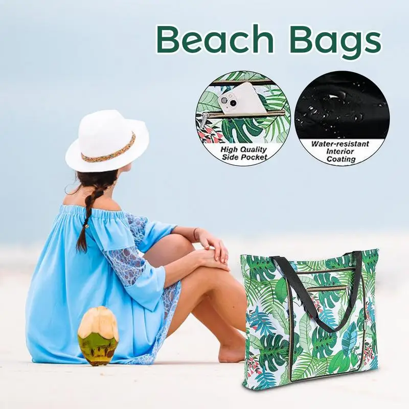 Водонепроницаемая сумка для бассейна, дорожная пляжная сумка, легкая пляжная сумка большой емкости, сумка для бассейна с карманами, большая пляжная сумка, защищенная от песка. - 3