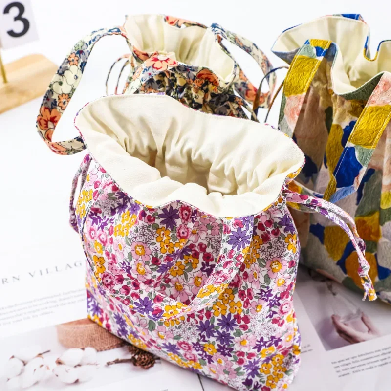Новая женская сумочка карман для букета с принтом на шнурке Японская тканевая сумка для рук сумка для хранения аксессуаров Hanfu - 3