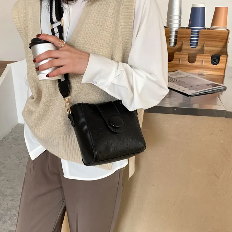Модная простая сумка-мешок для женщин из искусственной кожи, женская сумка через плечо и женская сумка через плечо большой емкости, роскошный кошелек - 3