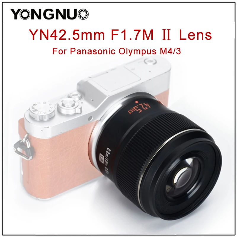 Объектив камеры YONGNUO YN42.5mm 42.5mm F1.7M II Объектив F1.7 Для Беззеркальной камеры Panasonic Olympus с автофокусировкой с креплением M4/3 - 3