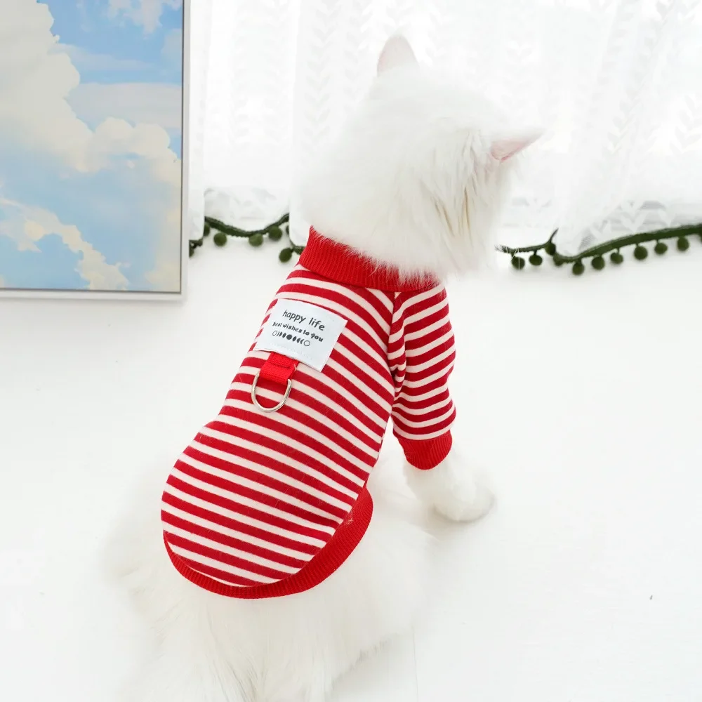 Одежда для домашних животных Осень Зима Модный пуловер в полоску для щенков, теплый свитер для кошек, шлейка для маленьких собак, Чихуахуа, Пудель Йоркширский - 3