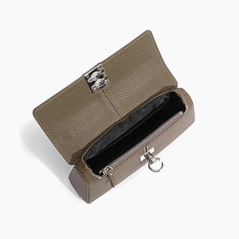 MABULA Элегантная женская сумка-ранец из натуральной кожи с клапаном, маленькая сумочка для телефона через плечо, модный однотонный клатч - 3