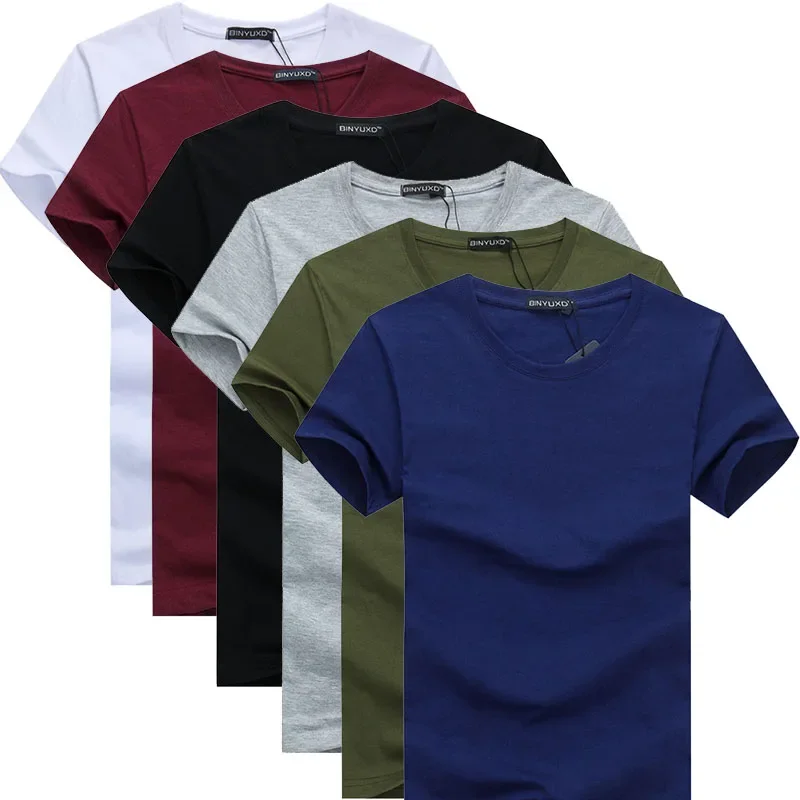 A2807 Простая линия креативного дизайна, однотонные хлопчатобумажные футболки, мужские футболки нового стиля, мужские футболки с коротким рукавом, большие размеры - 3
