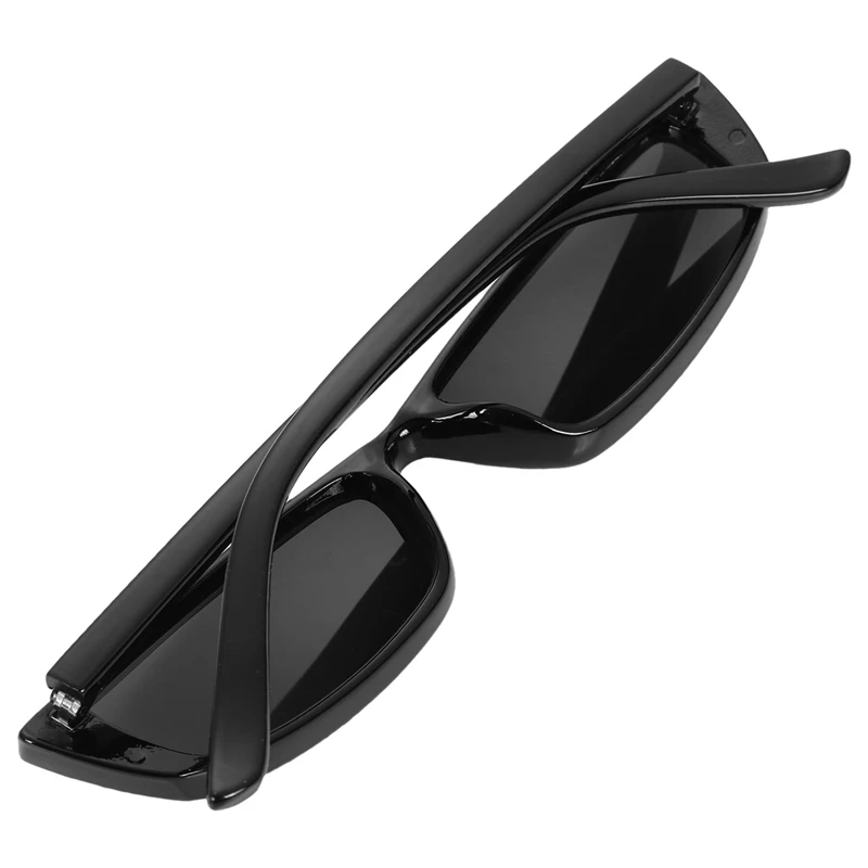 4X Винтажные прямоугольные солнцезащитные очки Женские солнцезащитные очки в маленькой оправе Ретро-очки S17072 Черная оправа Черный - 3