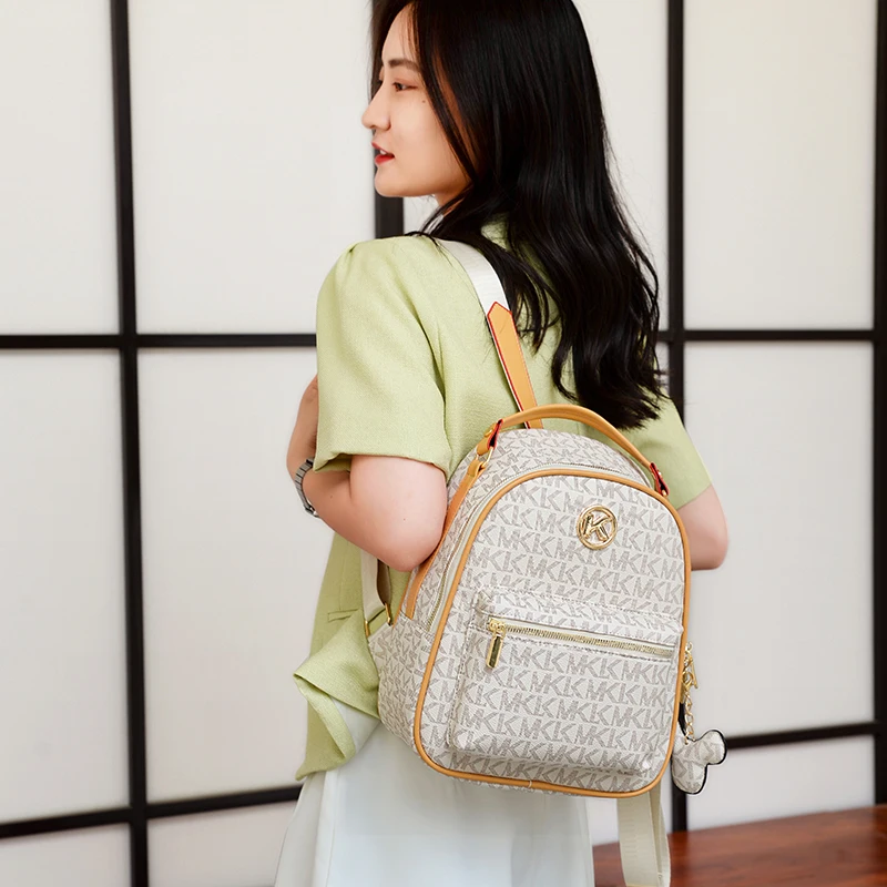 Женский рюкзак известного бренда, рюкзак с буквенным логотипом, высококачественная сумка из искусственной кожи, Многофункциональная школьная сумка большой емкости - 3