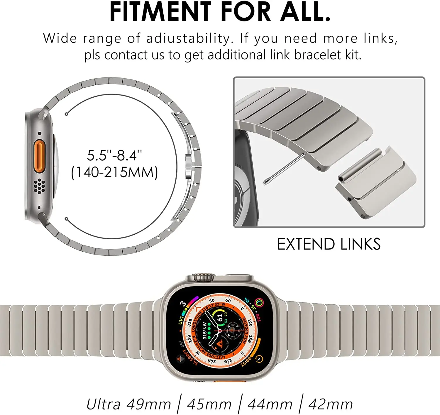 Браслет-звено из нержавеющей Стали для Apple Watch Ultra 49 мм TPU Чехол + Ремешок 8 7 45 мм 41 мм Ремешок для iWatch 6 SE 5 4 3 42 44 мм 38 40 мм - 3