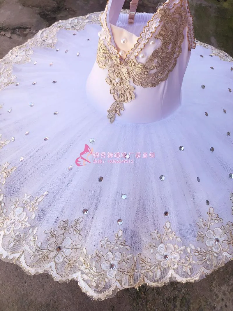 Белое Профессиональное Балетное Платье-Пачка Балерины Для Детей, Девочек, Женщин, Взрослых, Балетное Платье, Вечерние Балетные Танцевальные Костюмы - 3