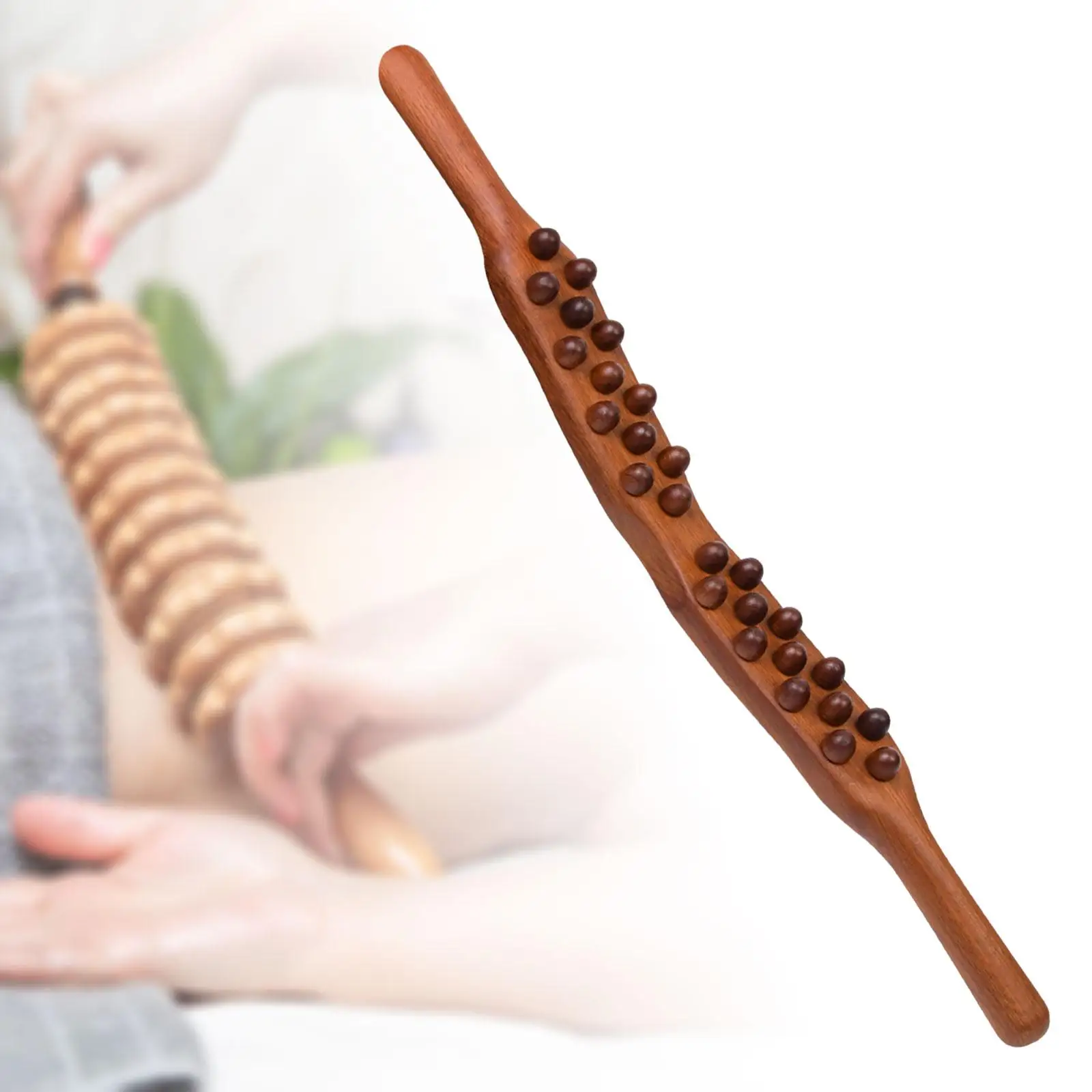 Деревянная массажная роликовая палочка Ручной работы, 26 шариков, точечная палочка для выскабливания Гуаши для салона красоты, бедра, плечи - 3