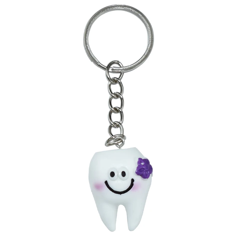 10 шт Милый брелок с имитацией мультяшных зубов, украшение для стоматолога, брелки для ключей из смолы, кольца для ключей в форме зуба, подарок стоматологической клиники - 3
