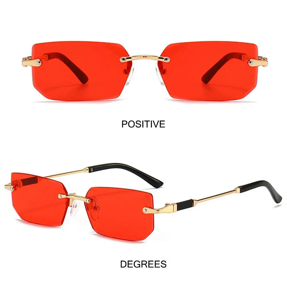 Прямоугольные Солнцезащитные Очки Y2K Без Оправы, Модные Очки UV400 Оттенков для Женщин и Мужчин - 3
