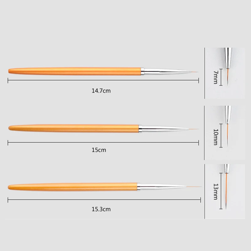 1 ~ 10ШТ Акриловая кисть для подводки ногтей в французскую полоску, 3D-наконечники для маникюра, Ультратонкая ручка для рисования линий, УФ-гелевые кисти, Инструменты для рисования - 3