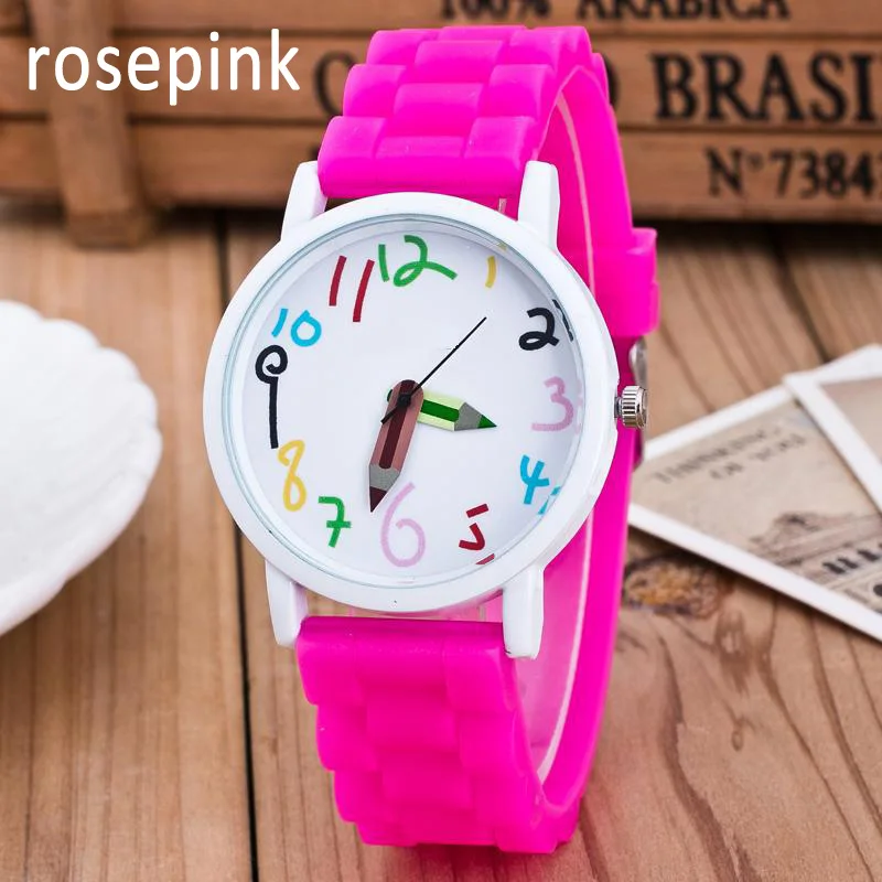 Модные цветные цифровые часы с карандашной указкой Для женщин, девочек, мальчиков, детских часов, силиконовой ленты, кварцевых наручных часов Reloj Mujer - 3