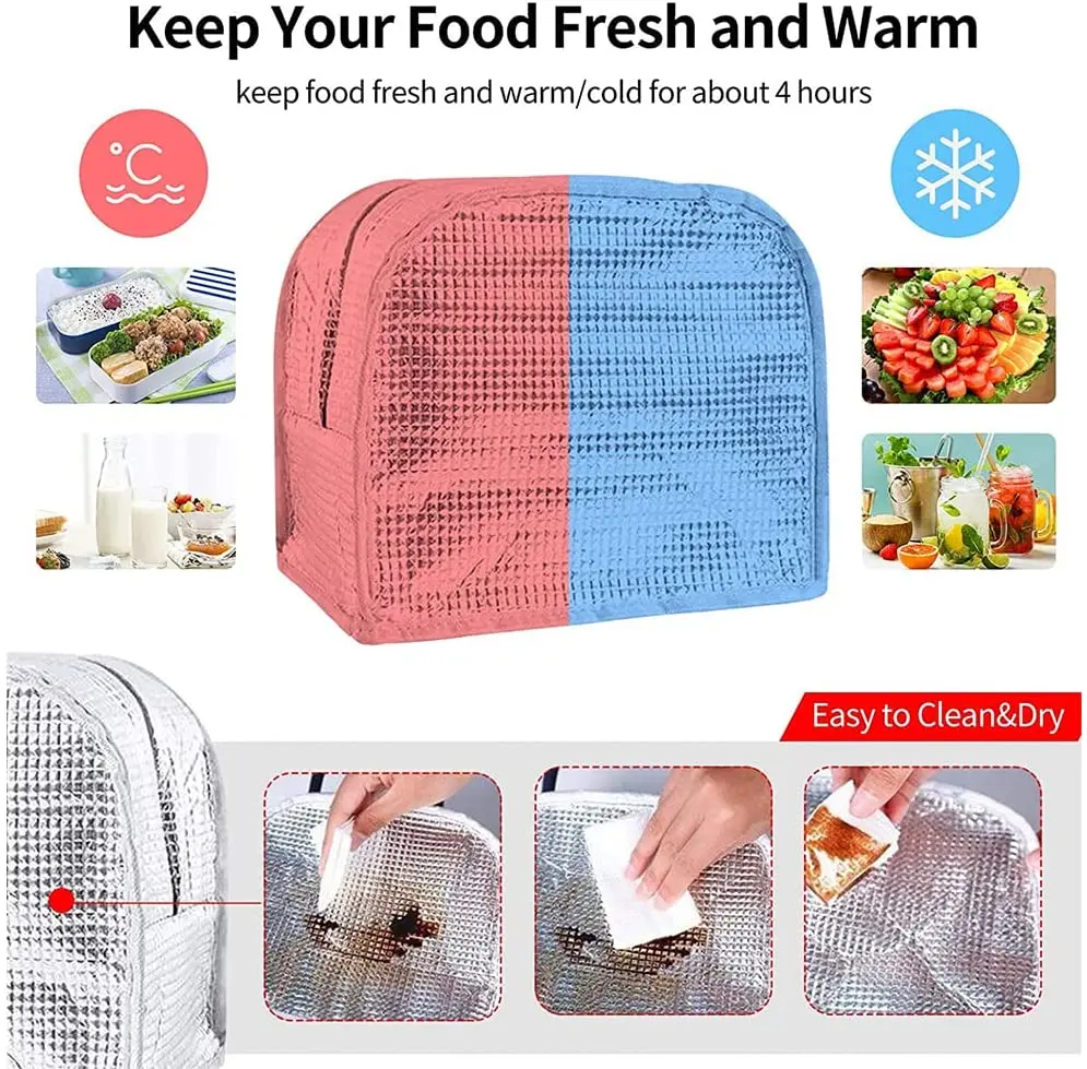 Сумка-холодильник, водонепроницаемый холст, переносная термосумка для ланча на молнии для женщин, переносная сумка-холодильник, ланч-бокс, пакеты для еды для детей - 3