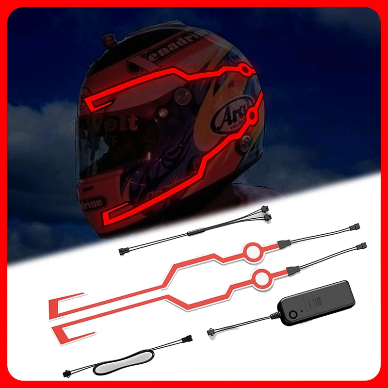 Водонепроницаемый Мотоциклетный Велосипедный шлем Светодиодная полоса холодного света EL Наклейка 4 Мигающих сигнальных огонька Комплект аксессуаров для шлема для ночной езды - 3