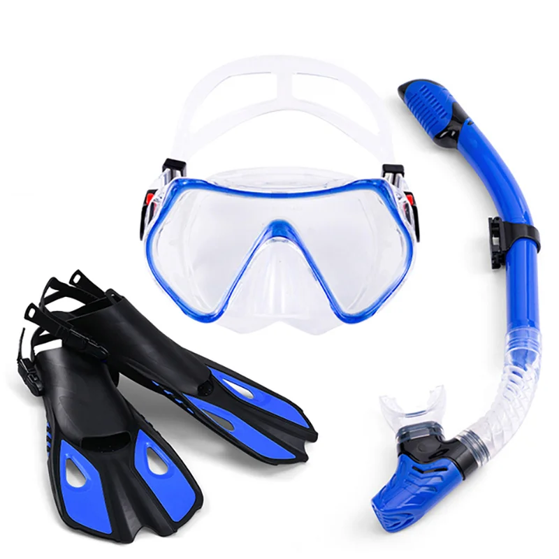 1+1+1 Профессиональная маска для подводного плавания Очки для подводного плавания HD Противотуманная маска для подводного плавания Ласты для подводного плавания с маской и трубкой - 3