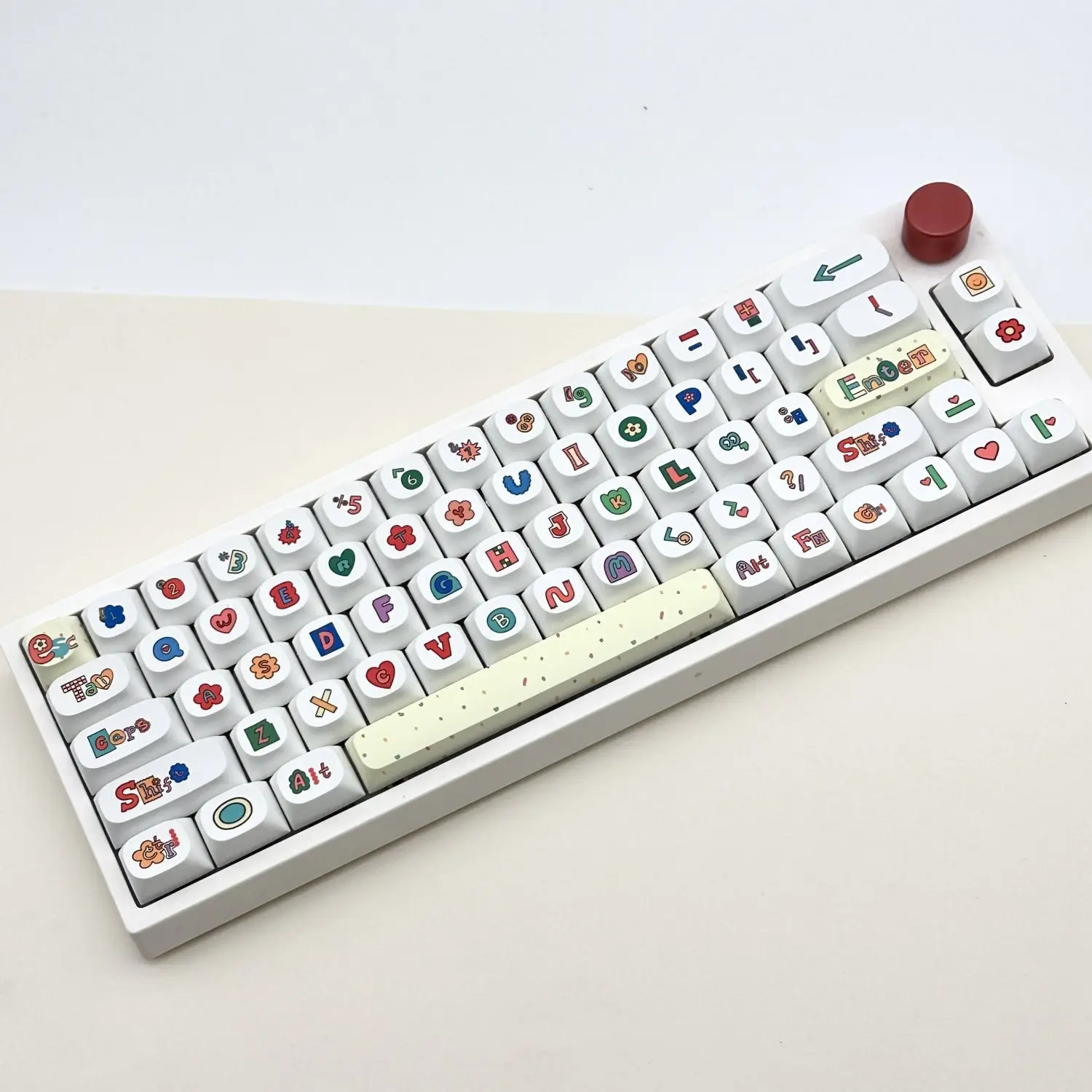 120 клавиш Мультяшный Милый Белый Колпачок Для Ключей Персонализированная Креативная Механическая Клавиатура Keycap Round PBT MA Small Полный Набор Колпачков Для Ключей - 3