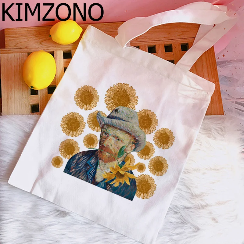 Хозяйственная сумка Van Gogh хлопчатобумажная сумка shopper bolsa tote bag tote bolsas reutilizables sacolas - 3