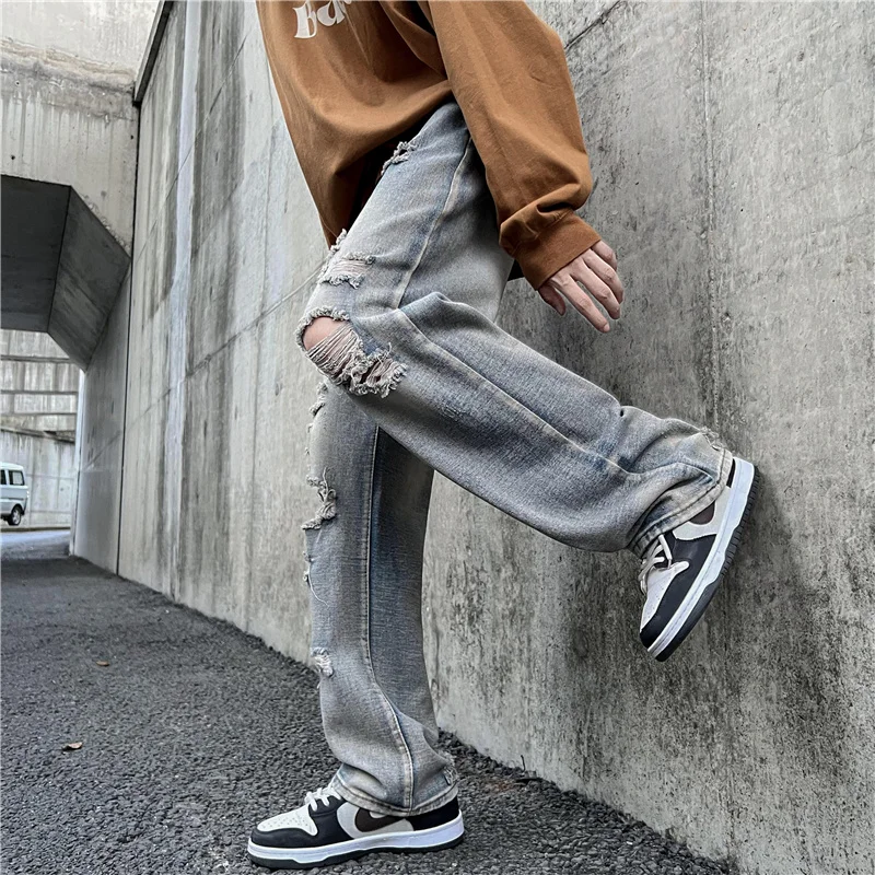 Новые рваные джинсы в стиле хип-хоп, мужские модные повседневные Свободные брюки, мужские Горячие продажи Высококачественной уличной одежды, Широкие джинсы C176 - 3