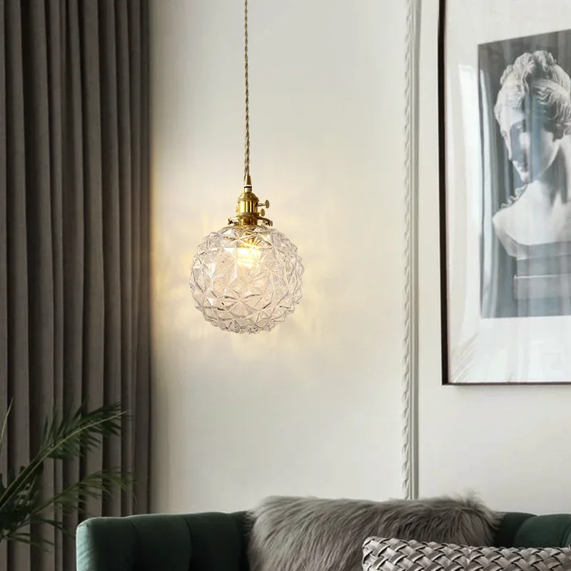 Современные подвесные светильники со стеклянными шарами для спальни, Прикроватные Подвесные светильники, Декоративная лампа для дома, потолочная люстра в скандинавском стиле, Светодиодная - 3