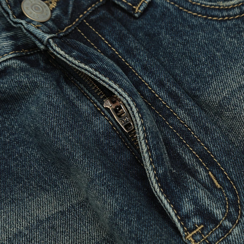 UPRAKF Расклешенные выцветшие синие джинсы, уличная одежда, базовые брюки, уличная осенняя повседневная джинсовая одежда с карманами, летняя мода - 3