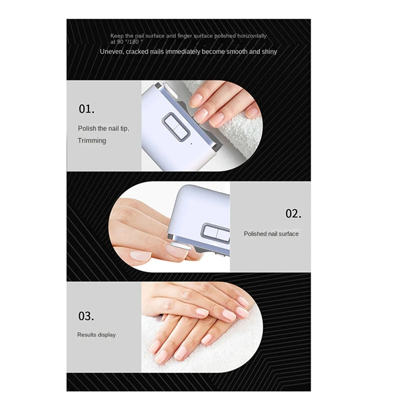 1 ШТ. Автоматические электрические кусачки для ногтей USB Перезаряжаемый Триммер для ногтей шлифовальная машинка для стрижки полировальные инструменты с подсветкой для детей и взрослых - 3
