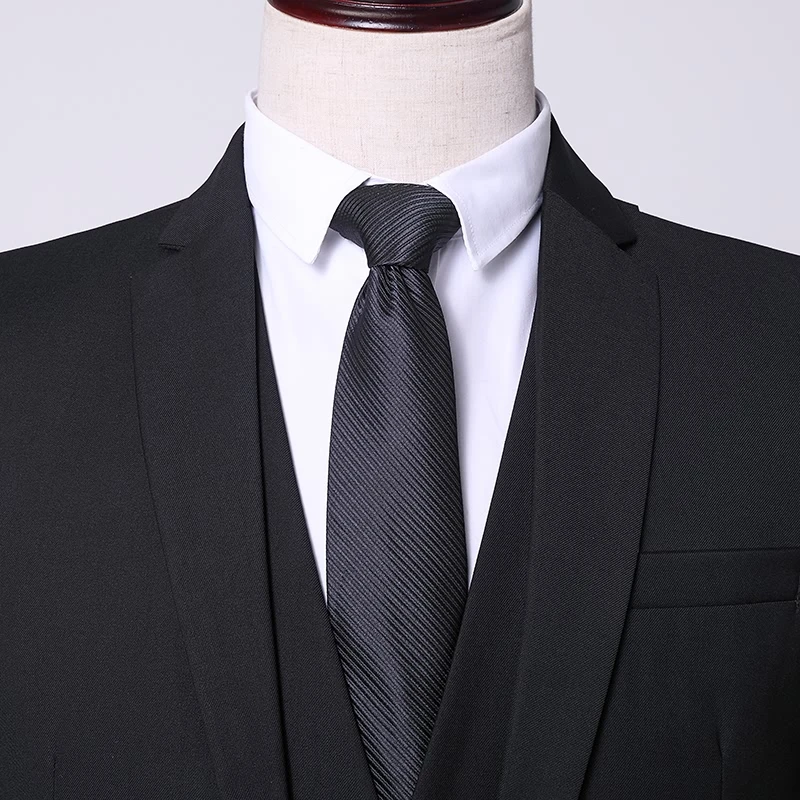 (Куртка + жилет + брюки) Мужской смокинг, приталенный модный костюм, свадебный Комплект из 3 предметов, узкий однобортный костюм, костюм певицы для выпускного вечера - 4