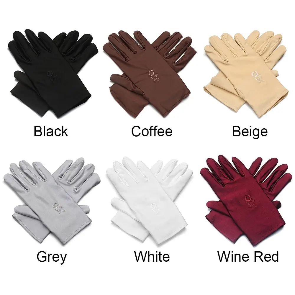 1 пара женских эластичных вышитых тонких солнцезащитных перчаток Солнцезащитные варежки Водительские перчатки Летние варежки - 4