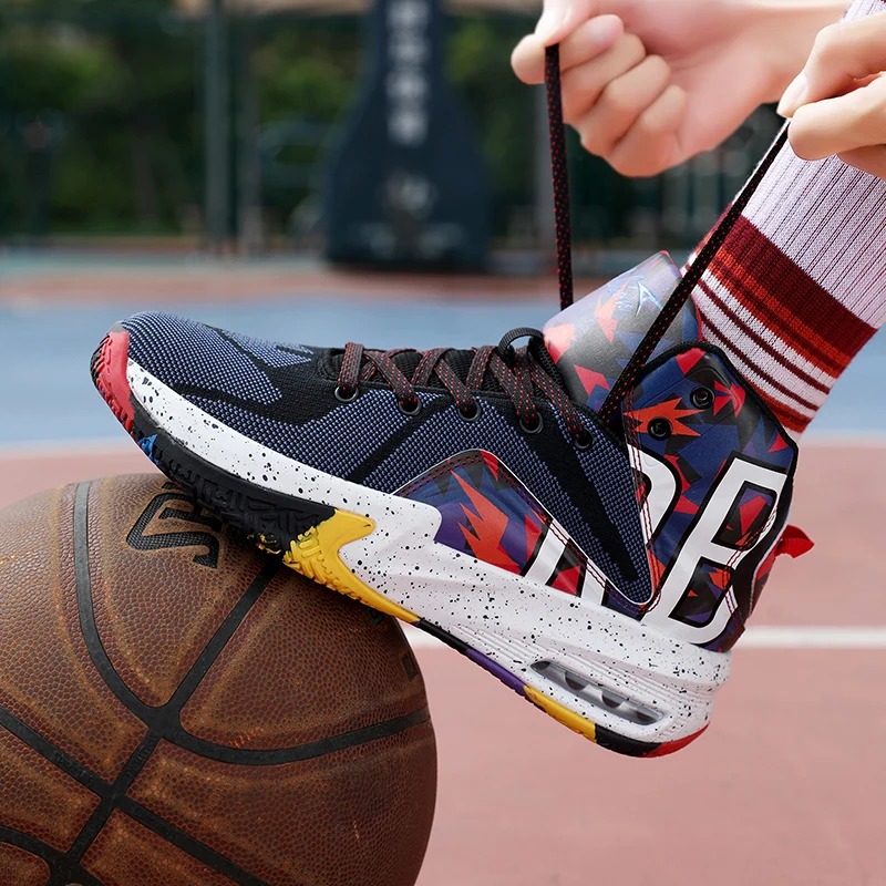 Модные высококачественные мужские баскетбольные кроссовки для тренировок в тренажерном зале, мужские кроссовки с высоким берцем на воздушной подушке. - 4