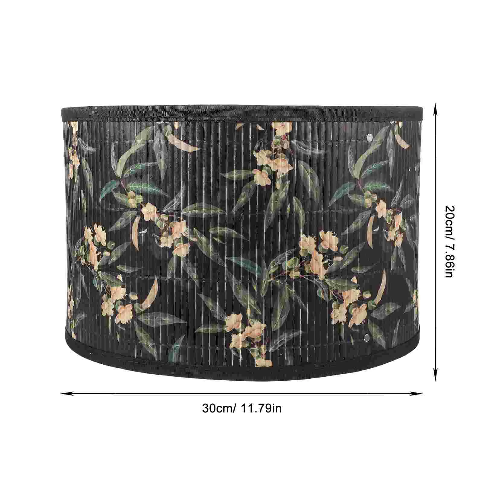Бамбуковый абажур с цветочным принтом, крышка лампы с винтажной растительной печатью, сменный абажур для лампы - 4