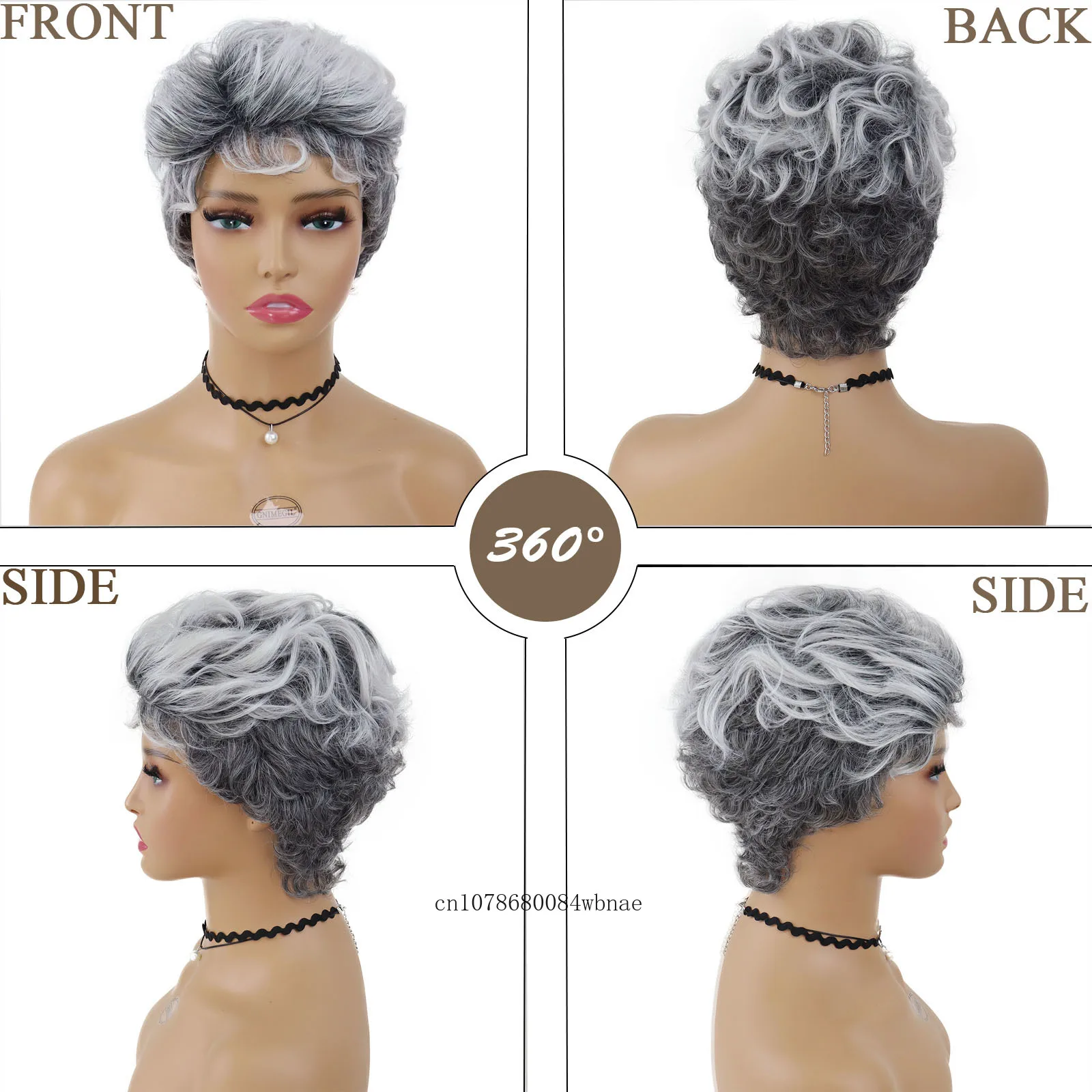 Классическая прическа Пикси Из синтетических волос, короткий седой парик с челкой, пушистые многослойные парики для женщин из термостойкого волокна для ежедневного использования - 4