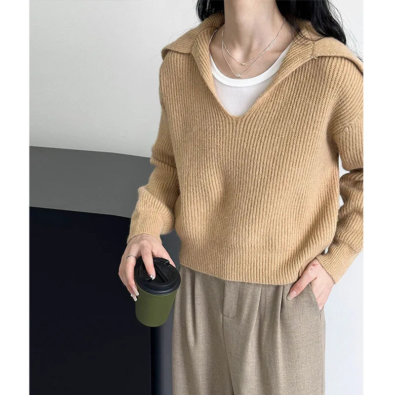2023 Женские осенние свитера и пуловеры из двух частей, вязаные женские пуловеры с длинным рукавом, женские джемперы, женские топы - 4