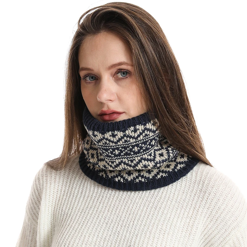 Новый зимний женский мужской вязаный головной платок 2023 года, шейный платок Унисекс, плюшевый утолщенный теплый шарф, женский ветрозащитный шарф - 4