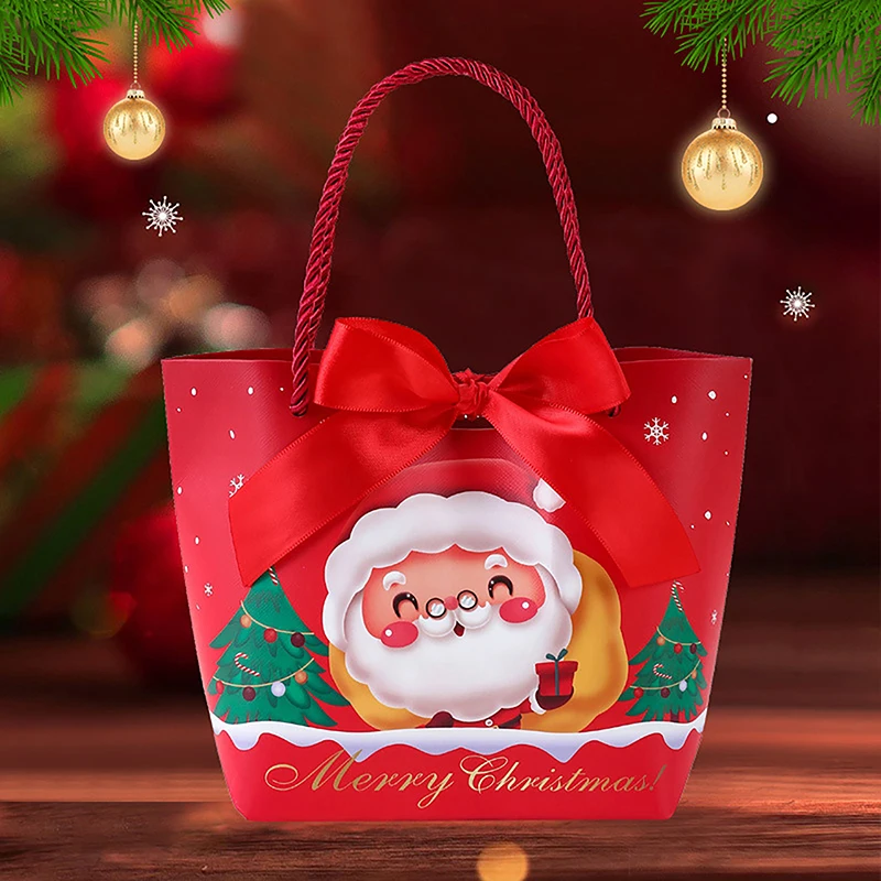 Подарочный пакет для рождественской вечеринки с переносной веревкой, Рождественский Подарок для печенья, Конфет, Упаковочные материалы для Счастливого Рождества - 4