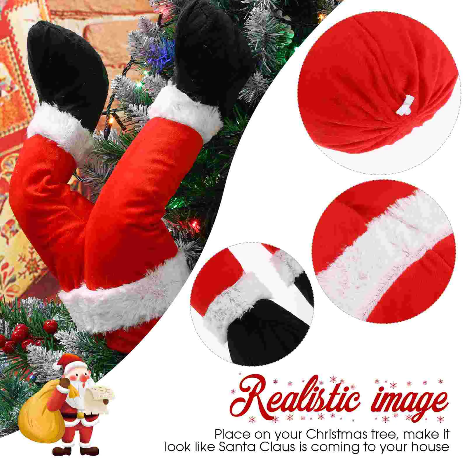 Рождественские украшения, Рождественские ножки Санта Клауса, застрявший верх из елки, дизайн поддельных ножек, Рождественский орнамент, декор Рождественской елки - 4