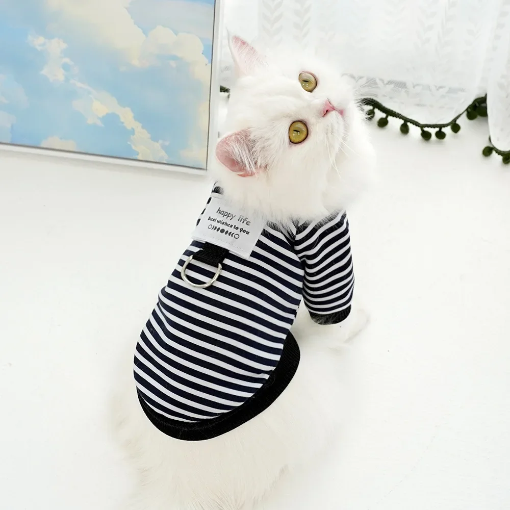 Одежда для домашних животных Осень Зима Модный пуловер в полоску для щенков, теплый свитер для кошек, шлейка для маленьких собак, Чихуахуа, Пудель Йоркширский - 4