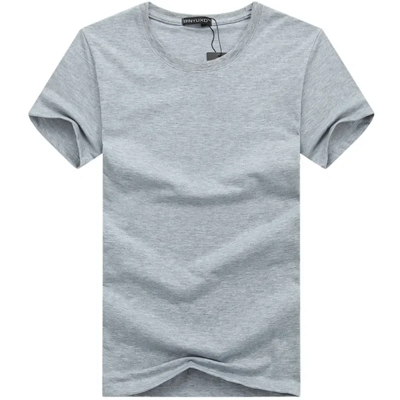 A2807 Простая линия креативного дизайна, однотонные хлопчатобумажные футболки, мужские футболки нового стиля, мужские футболки с коротким рукавом, большие размеры - 4