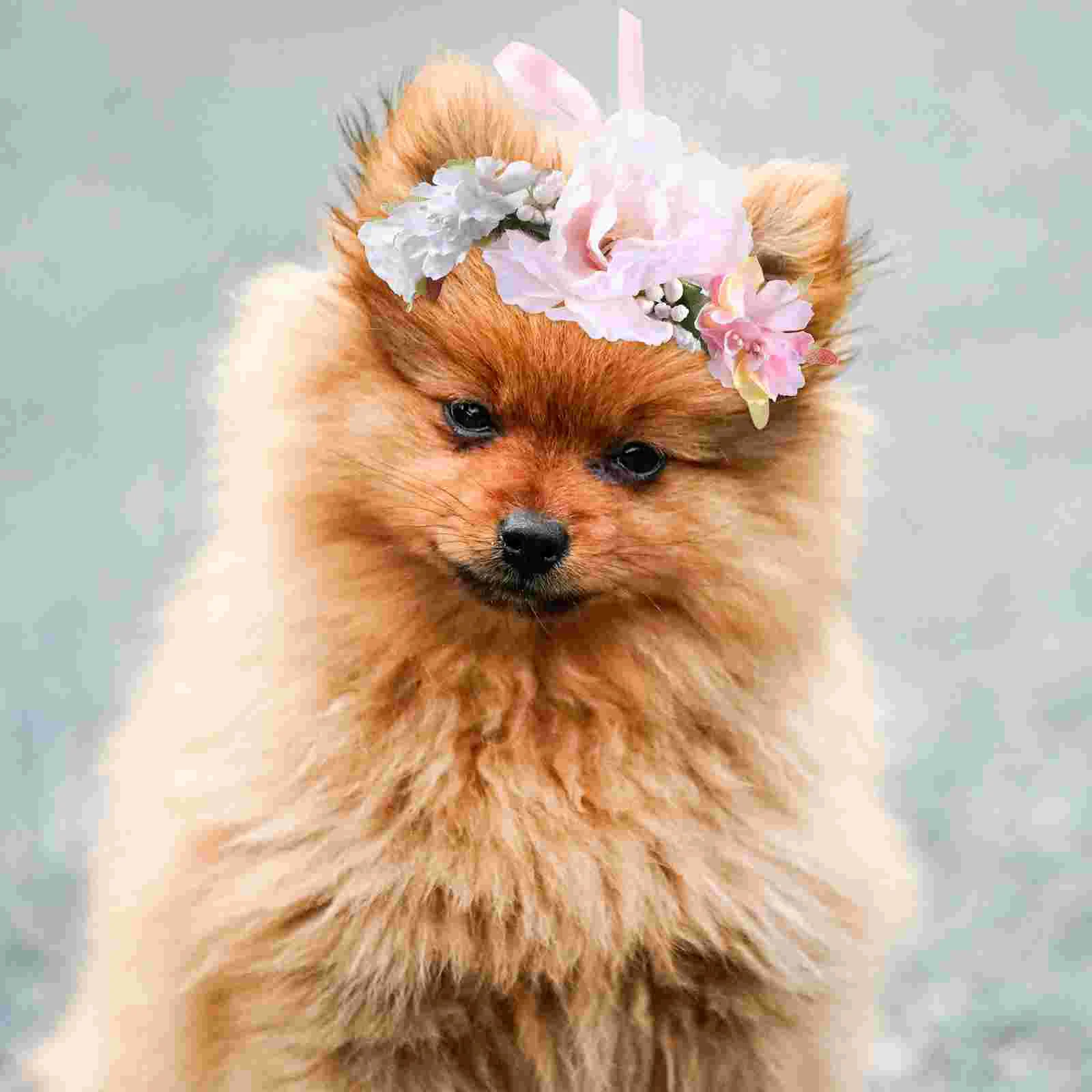 Цветочный ошейник для собаки, Цветочный головной убор для кошки, Цветочный ошейник для домашних животных, Цветочная повязка на голову - 4