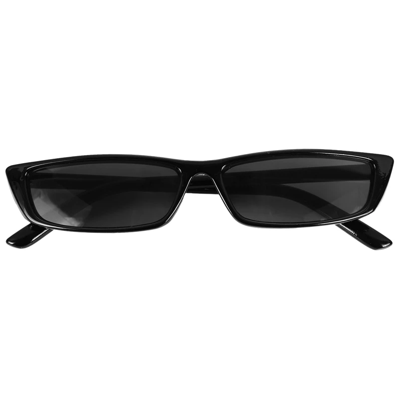 4X Винтажные прямоугольные солнцезащитные очки Женские солнцезащитные очки в маленькой оправе Ретро-очки S17072 Черная оправа Черный - 4