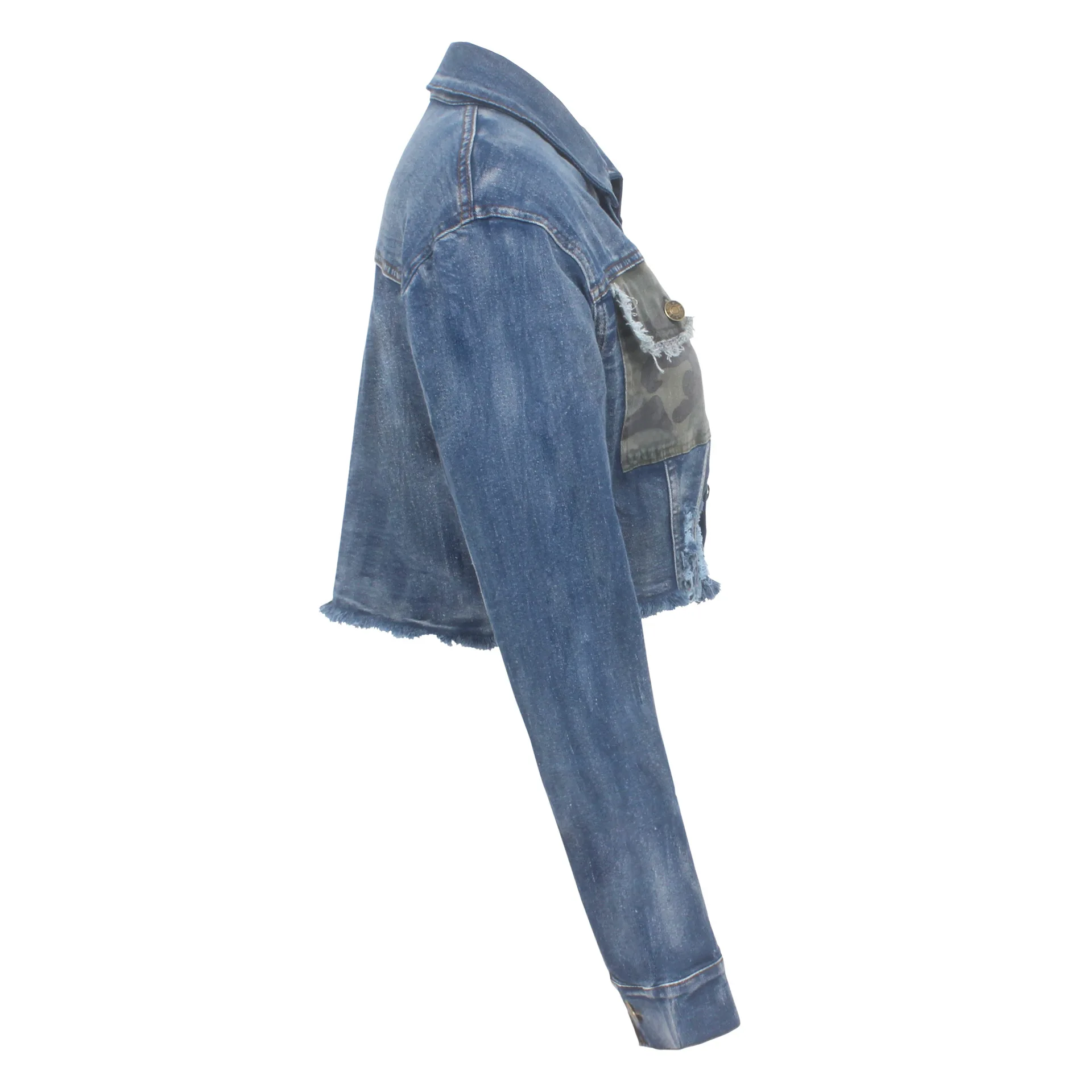 Сексуальный джинсовый Короткий Топ, джинсовая куртка 2020, Женское Модное Пальто - 4