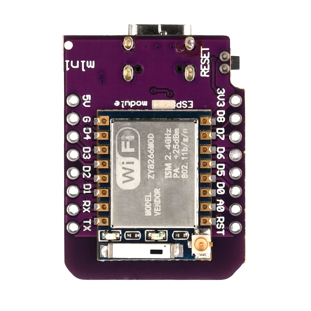 Плата разработки TYPE-C ESP8266 ESP-07/07S CH340G USB D1 Mini WIFI Со встроенными контактами 32-битного микроконтроллера MCU для 80 МГц160 МГц - 4